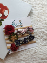 Load image into Gallery viewer, Wine Red Floral and Bows Headband