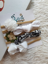 Load image into Gallery viewer, White Dahlia Floral and Bows Headband