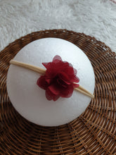 Load image into Gallery viewer, Wine Red Floral and Bows Headband