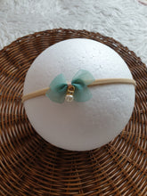 Load image into Gallery viewer, Sky Blue Floral and Bows Headband