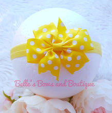 Load image into Gallery viewer, Polkadot Pinwheel Bow Headband