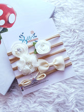 Load image into Gallery viewer, White Floral Bow Headband