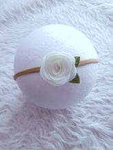 Load image into Gallery viewer, White Floral Bow Headband