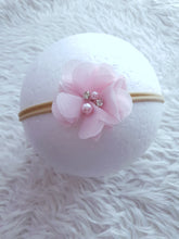 Load image into Gallery viewer, Baby Pink Floral Bow Headband