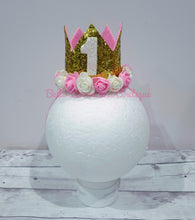 Load image into Gallery viewer, Floral First Birthday Crown