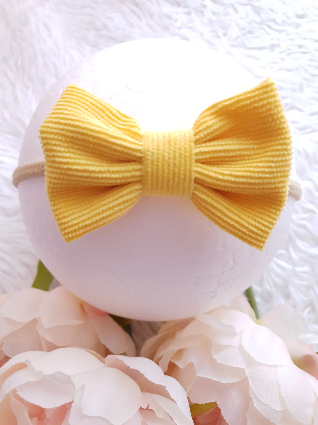 Yellow Corduroy Bow Headband