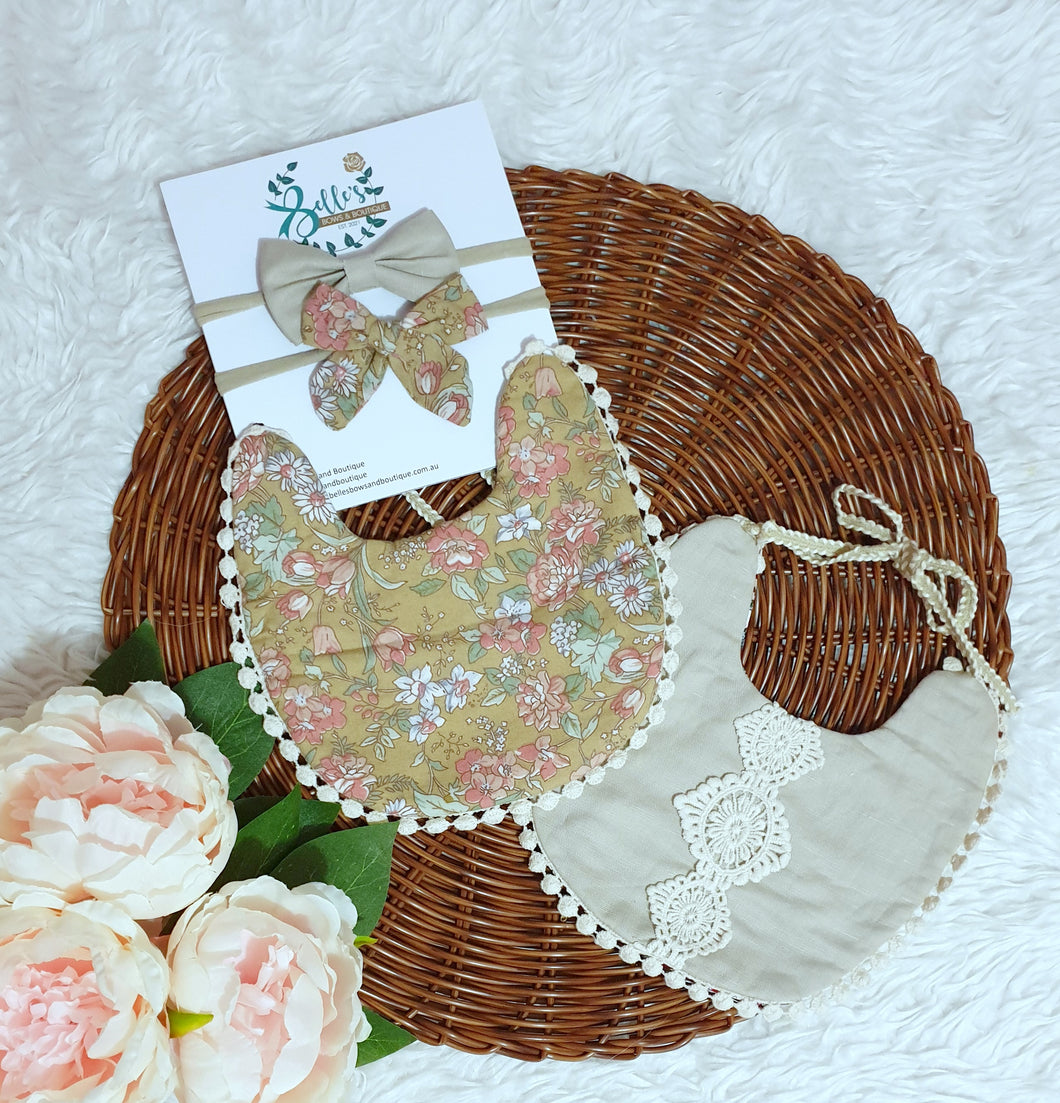 Bibs and Bows Floral Brown