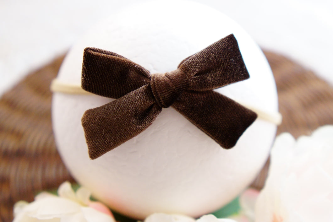 Dark Brown Hand-Tied Bow Headband