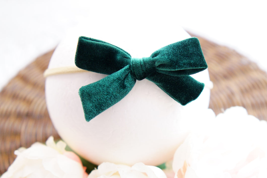 Green Hand-Tied Bow Headband