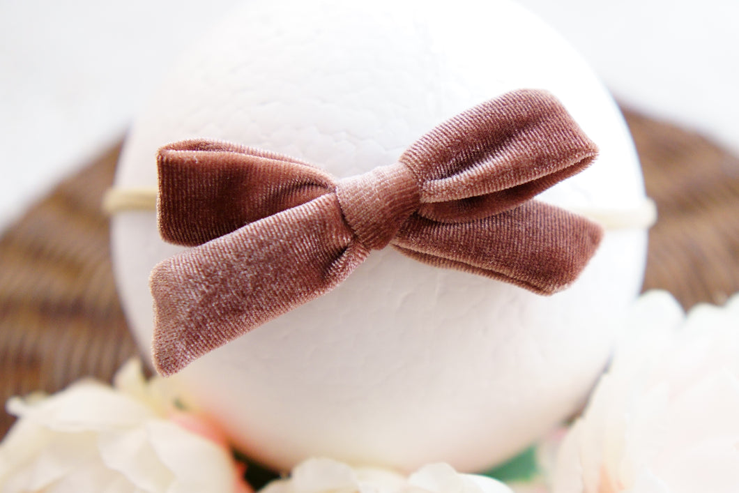 Dusty Rose Hand-Tied Bow Headband